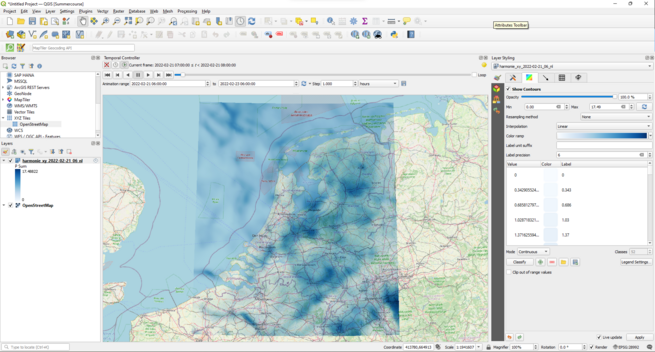 screen shoot - QGIS - making the plot from the mesh data