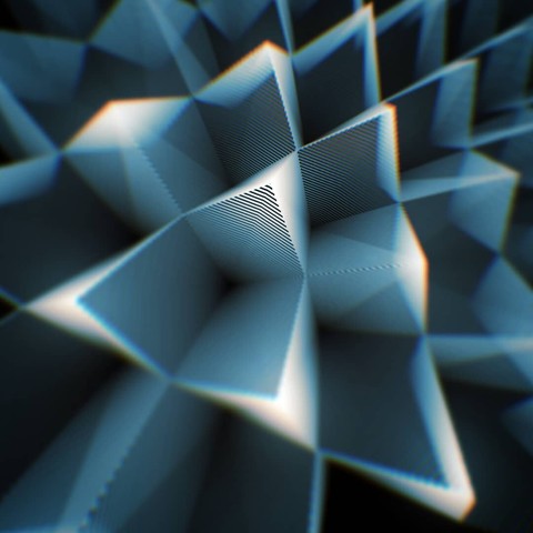A cgi design with pyramid shaped lines in exaggerated perspective