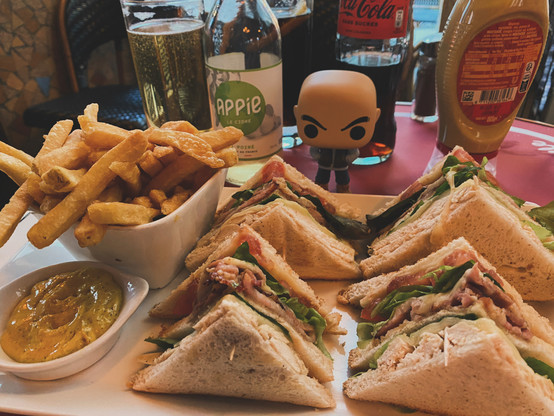 Cal with club sandwich