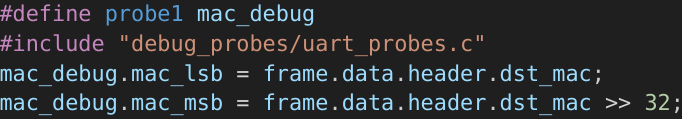 declaring and assigning debug probes code
