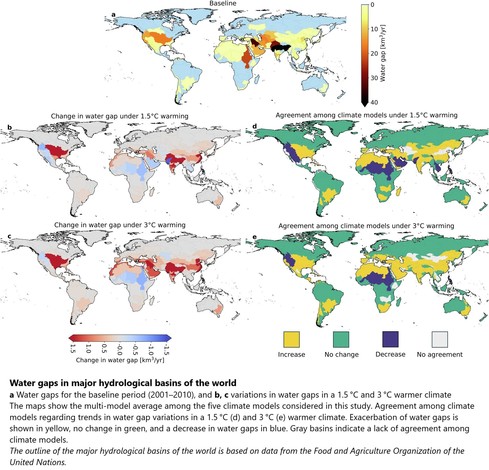 maps - Water gaps in major hydrological basins of the world
