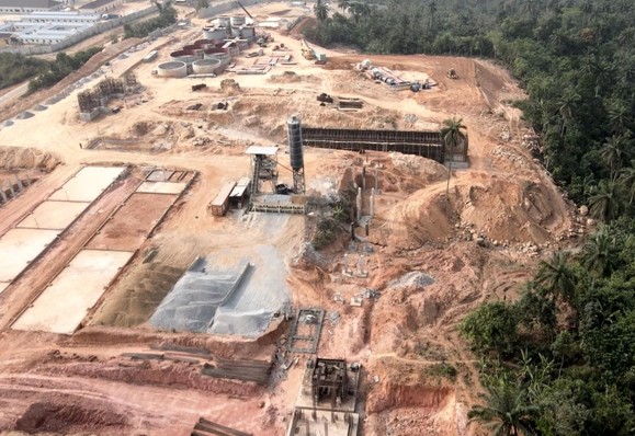 aerial oblique image - existing gold mine, Nigeria