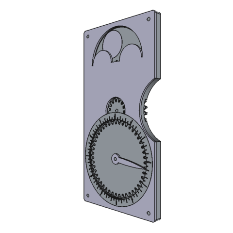 Physical lunisolar calendar with solar year dial and moon phase display, CAD design.