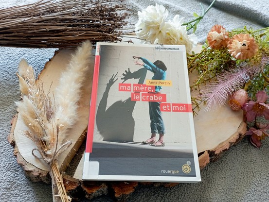 Une photo du livre Ma mère, le crabe et moi d'Anne Percin entouré d'objets de décoration.