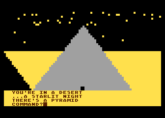 Atari graphics showing a pyramid in a starlit night