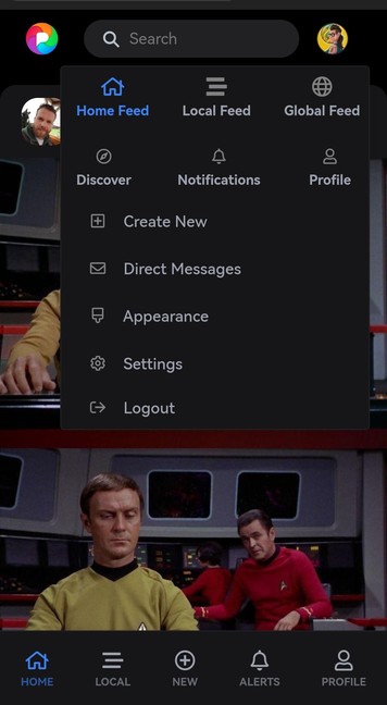 Screenshot Pixelfed settings on home screen