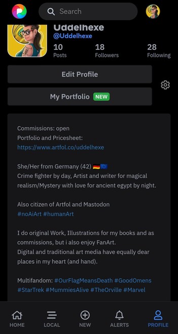 Screenshot Pixelfed setings on profile