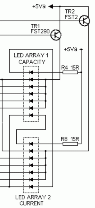 A circuit diagram of the Sinclair C5 POD showing that the LEDs are driven via the +5Va line.
