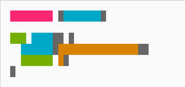 The same colors, without the code: bright colored rectangles where the code would be.