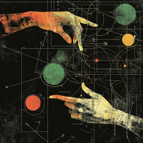 hands an geometrical figures