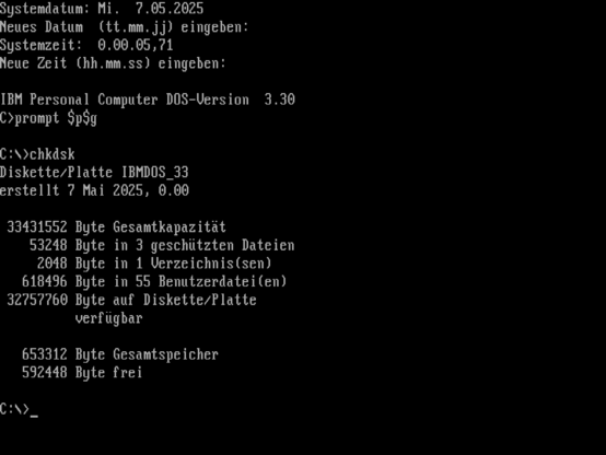 IBM-DOS, Version 3.30 auf einem PS/2 Modell 30-286