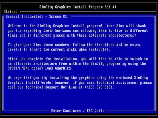 SimCity Graphics Install Program Set #1, General Information