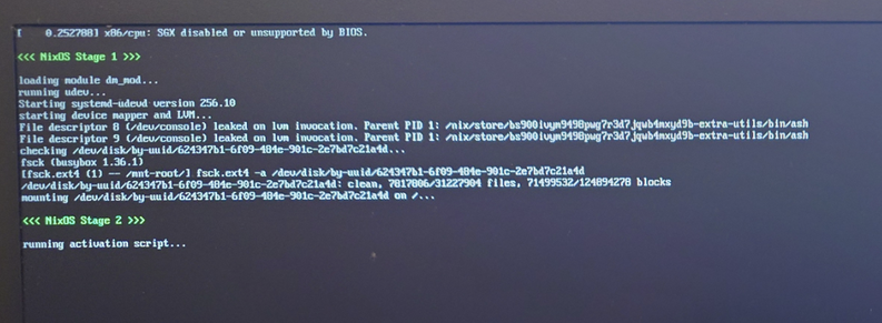 Boot messages concerning device mapper and lvm