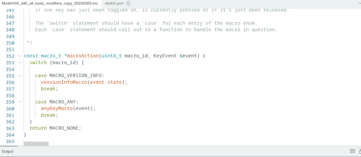 Screenshot: The source code for a piece of firmware is called a sketch and is modified in a text editor
