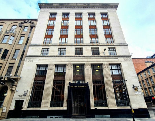 An imposing modern classical style 1930s bank building.
