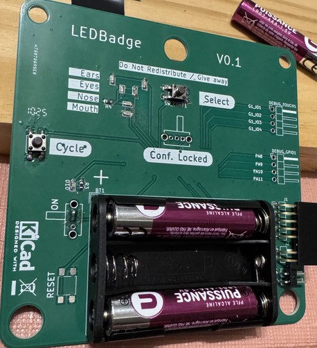 The backside of the PCB. It has the settings and the batteries.