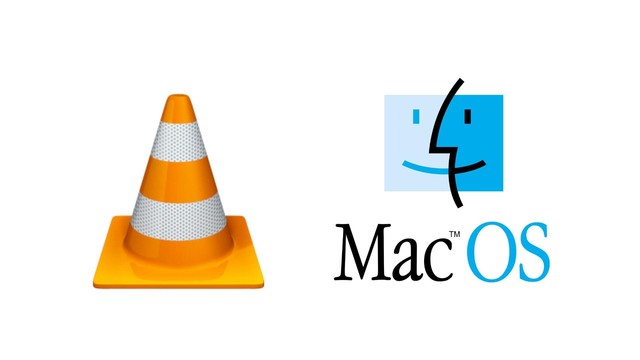 The VLC logo and the macOS logo on a white background.