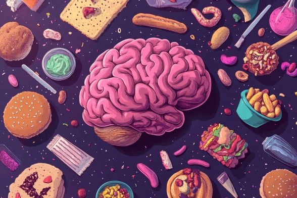 This shows a brain and junk food.