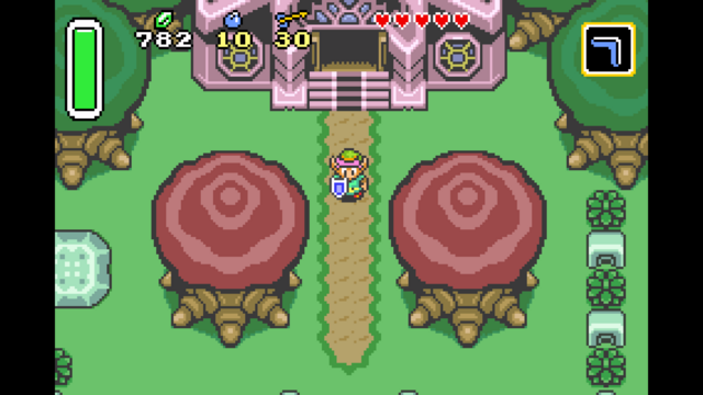 La versión para Game Boy Advance de The Legend of Zelda: A link to the past ejecutada en RetroArch con el módulo mGBA.