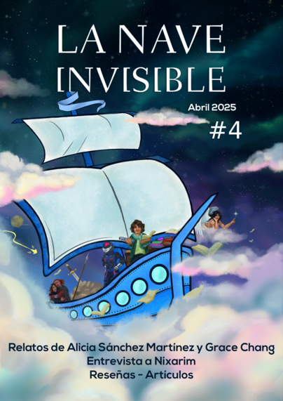 Portada del número 4 de la revista. El barco con los personajes a bordo y elementos relacionados con el contenido.