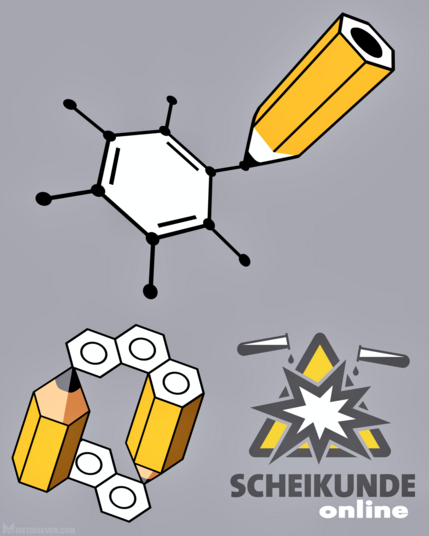 Three variations upon a logo for a chemistry course.