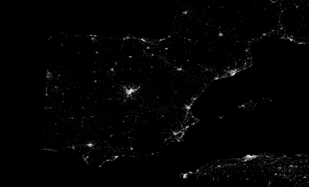 Night-time light emissions during blackout in Spain and Portugal