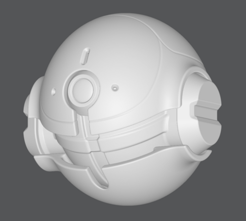 Screenshot of SDF Modeler's 3D viewport, showing a mech head concept in progress.