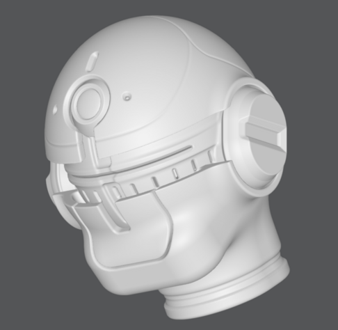 Screenshot of SDF Modeler's 3D viewport, showing a mech head concept in progress.