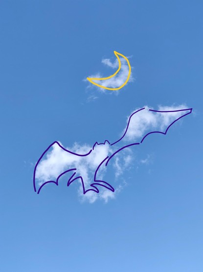 The same image, but with a crude scribble overlapping it to illustrate a vaguely bat-shaped cloud under a crescent moon.