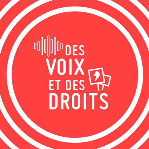Visuel du podcast de la LDH : "Des voix et des droits"