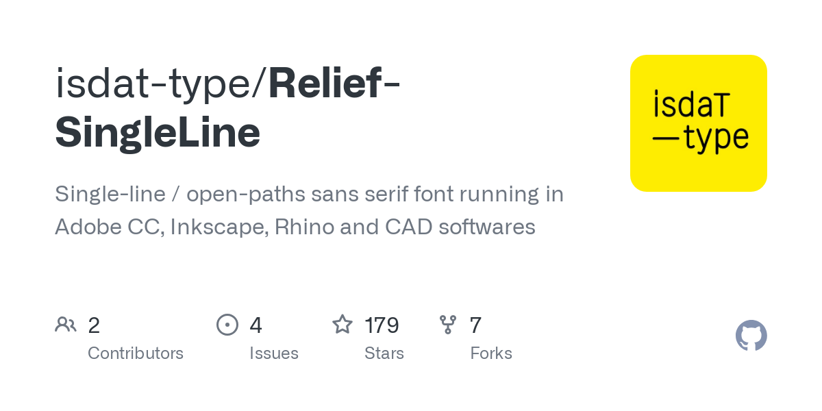 Single-line / open-paths sans serif font running in Adobe CC, Inkscape, Rhino and CAD softwares - isdat-type/Relief-SingleLine