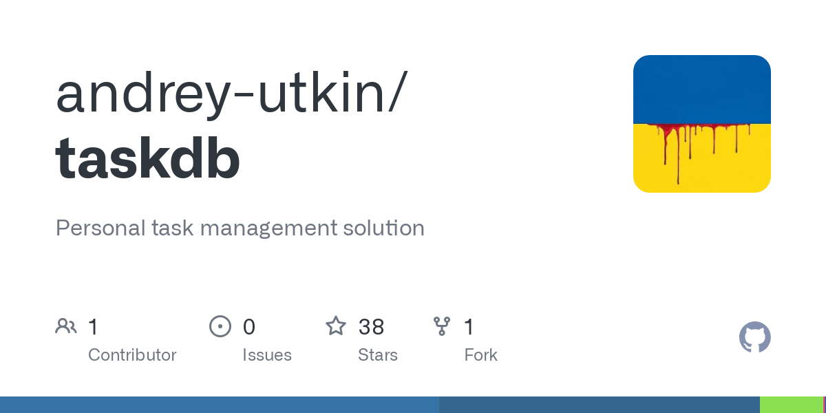 Personal task management solution. Contribute to andrey-utkin/taskdb development by creating an account on GitHub.