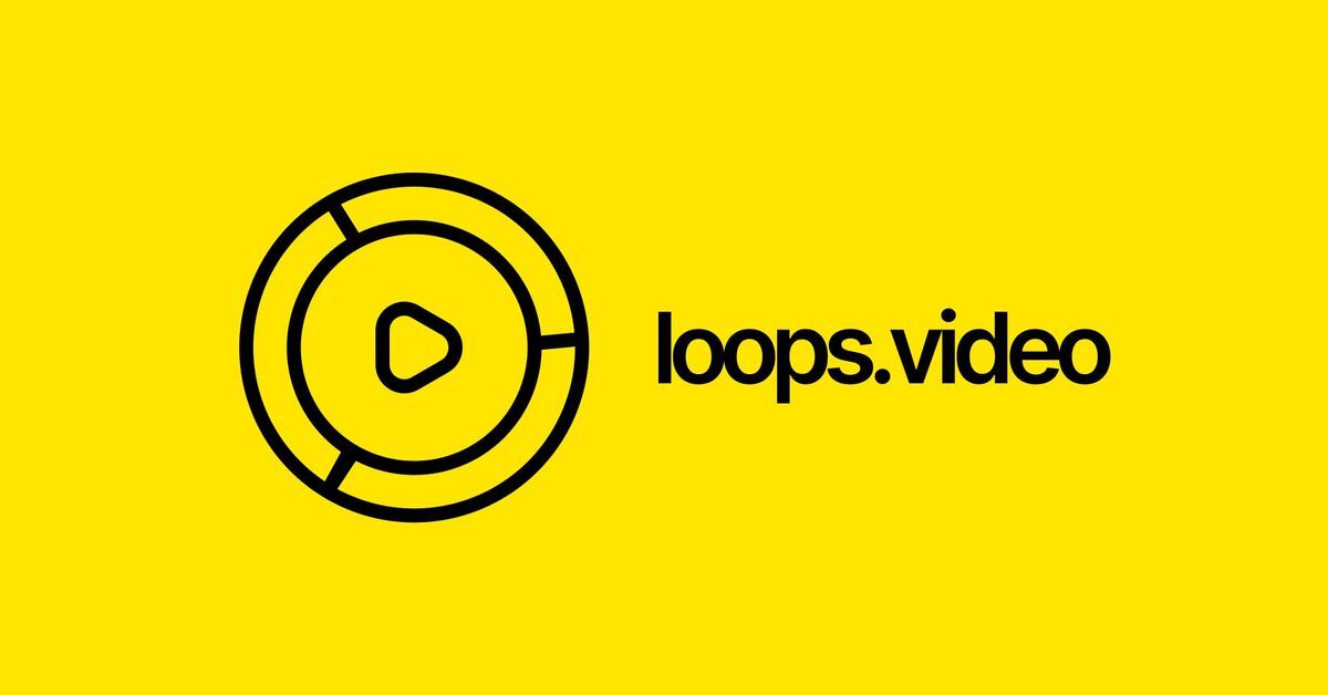 The Loops logo — a triangle inside a circle — next to the URL, loops.video
