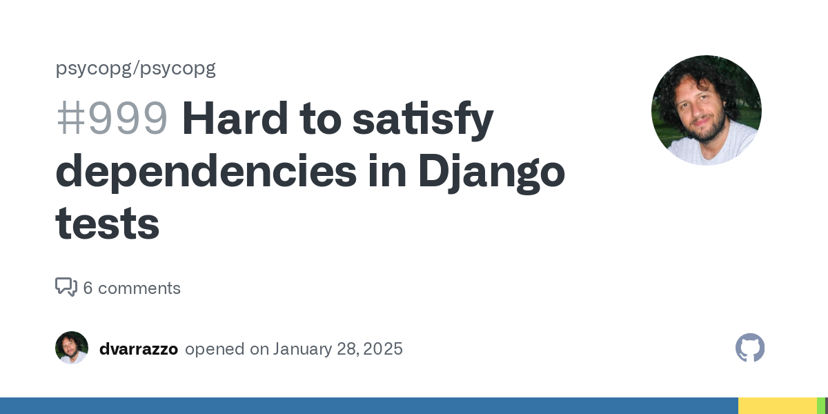Django main version has recently started to require Python 3.12, see this CI failure. However we had pinned the 3rd party integration test to use Python 3.11, because a dependency doesn't offer a w...
