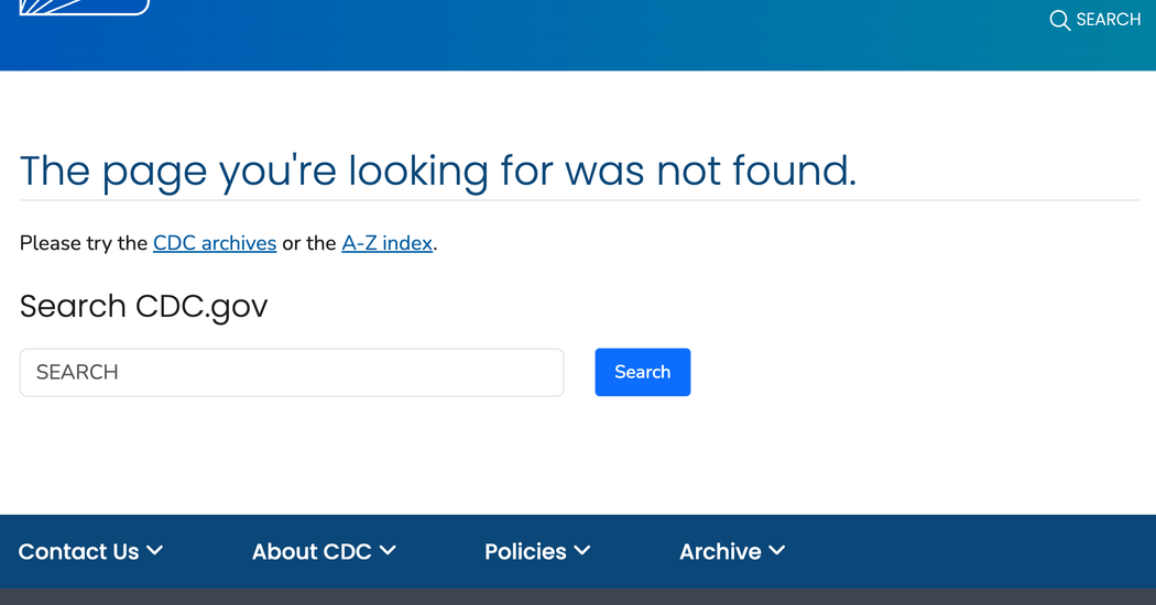 A screenshot on Sunday of a page taken down from CDC.gov.