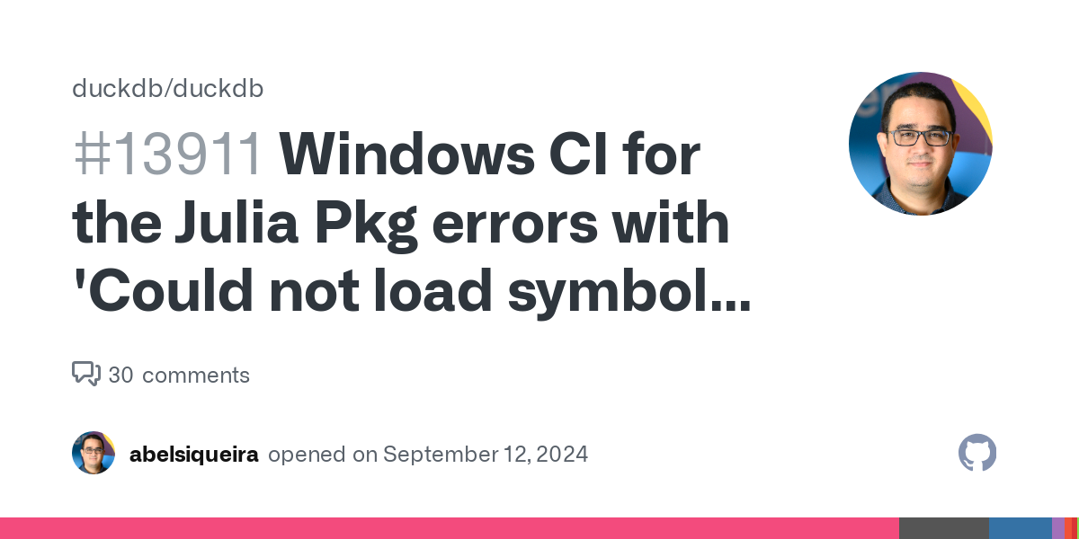 What happens? We have a failing Julia package build with DuckDB_jll 1.1.0 for Windows GitHub runners: https://github.com/TulipaEnergy/TulipaEnergyModel.jl/actions/runs/10833112611/job/30062514253 R...