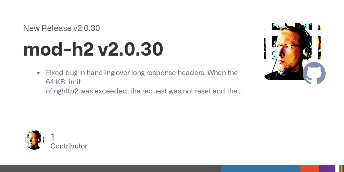 Fixed bug in handling over long response headers. When the 64 KB limit
of nghttp2 was exceeded, the request was not reset and the client was
left hanging, waiting for it. Now the stream is reset.
A...