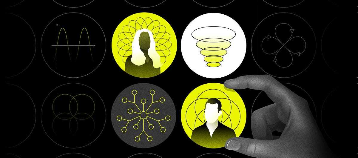 Illustration of personalized user experiences, featuring abstract representations of data-driven personalization, with icons symbolizing behavioral tracking, segmentation, and individual customization.