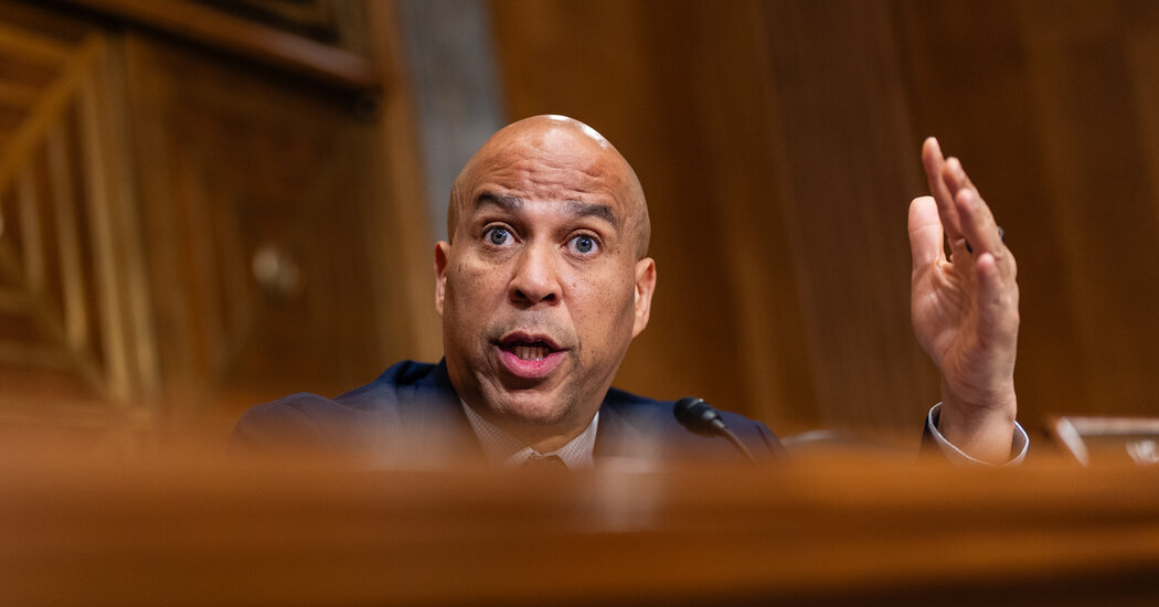 Senator Cory Booker, Democrat of New Jersey, at a Senate Foreign Relations Committee hearing on Tuesday.