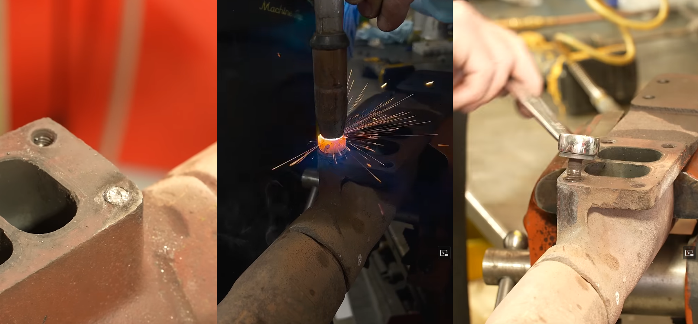 A broken bolt is removed by welding on a hut and then using a wrench to unscrew.