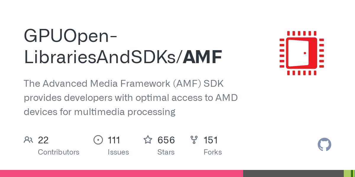 The Advanced Media Framework (AMF) SDK provides developers with optimal access to AMD devices for multimedia processing - GPUOpen-LibrariesAndSDKs/AMF