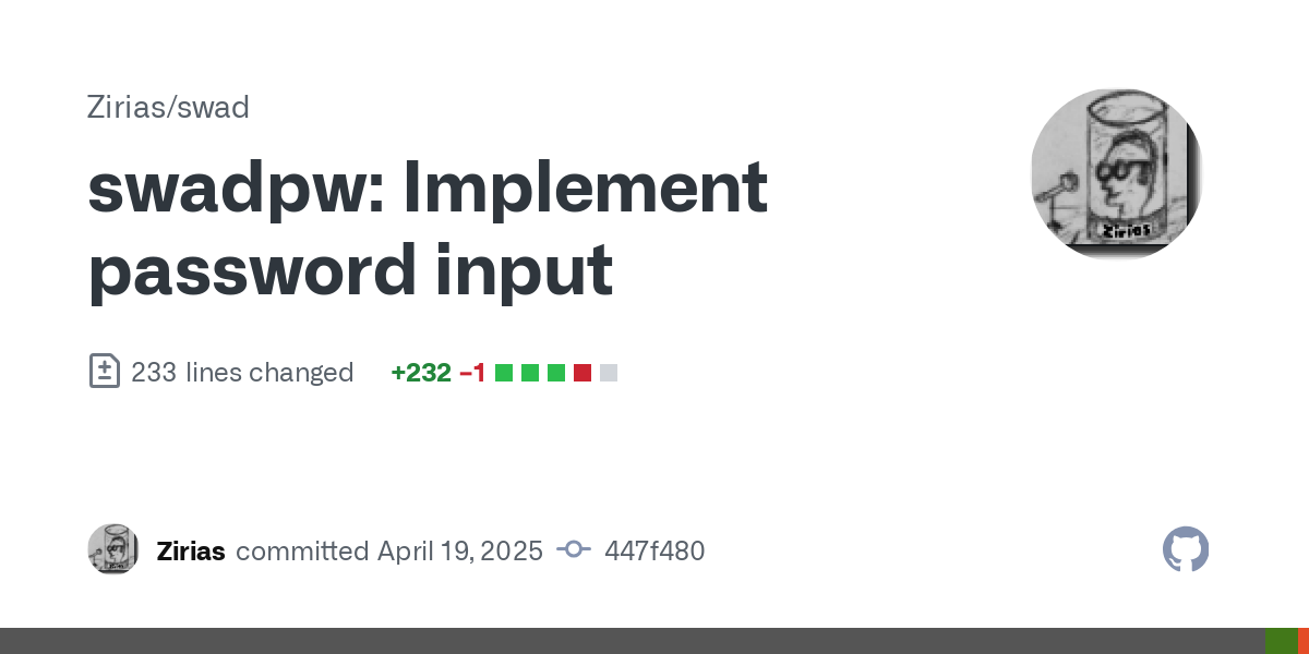 Add Password class, implementing password input methods:
* terminal, disabling echo, showing prompts and requiring the input
twice to verify there are no typos
* plain stdin, only if allowed (e.... Add Password class, implementing password input methods:
* terminal, disabling echo, showing prompts and requiring the input
twice to verify there are no typos
* plain stdin, only if allowed (e....