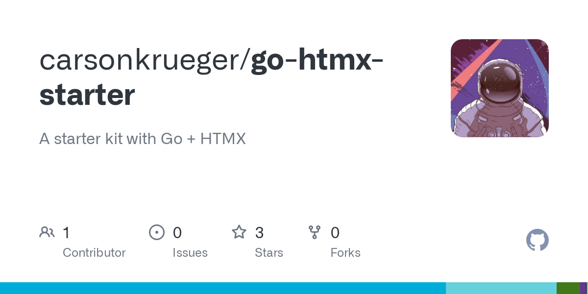 A starter kit with Go + HTMX. Contribute to carsonkrueger/go-htmx-starter development by creating an account on GitHub.
