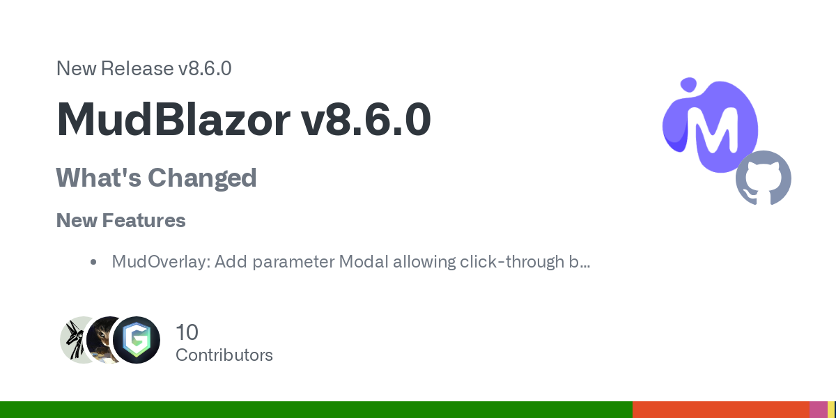 What's Changed
New Features

MudOverlay: Add parameter Modal allowing click-through by @Cybrosys in #10893
MudDataGrid: Hierarchy Column Header by @versile2 in #11181
MudDateRangePicker: BlurAsync(...