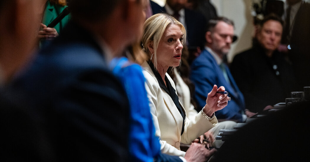 Attorney General Pam Bondi during a cabinet meeting at the White House in Washington last month.
