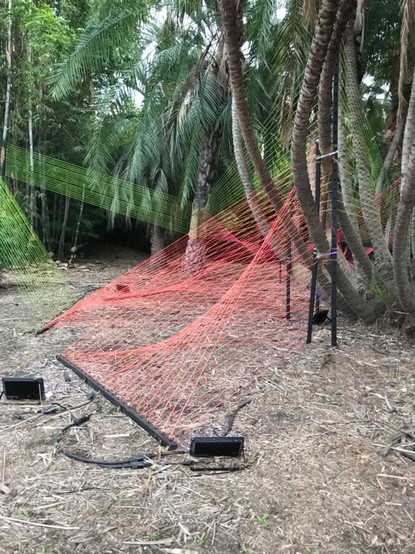 String art surfaces made from yellow and red string