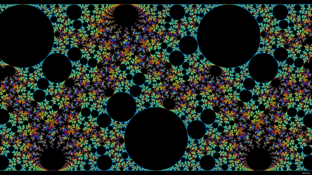 Maskit projection of the golden mean group, rendered with an ε value of 0.05 pixels.  