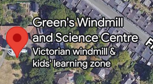 Google Maps item: Green’s Windmill and Science Centre. Victorian windmill & kids’ learning zone.