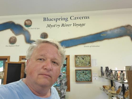The mural is a map of the completely underground stream through the cave system.  There is also a gem/rock themed gift shop