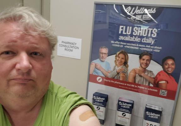 Me and four models getting our flu shots